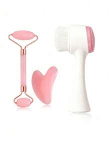 3/5/6/10pcs/Set Facial Beauty Massage Tools Cleansing Kit - Roller, Scraper, Brush, Hair Band, Wristband, Hair Clips, Hair Ties, Toiletry Bag, Bulk Grooming Tools Set - Multicolor - View 13