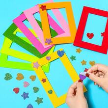 Jetec 24 Pieces Colorful Felt Photo Frames Holiday Picture Frames And 50 Pieces Colorful Glitter Foam Stickers For Home And Office Decoration 4 X 6 Inch Photos, 12 Colors - Màu sắc đơn giản - Xem 4