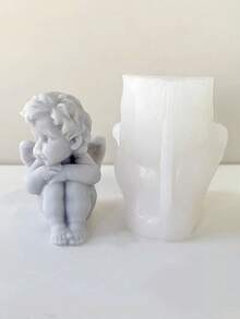 1个天使造型硅胶蜡烛模具 DIY天使香薰石石膏扩香器家居装饰摆件模具 - 白色 - 查看 3