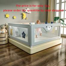 PANGDUBE Barrera Protectora para Cama de Bebé y Cuna Infantil | 8 Tamaños, Hasta 31cm de Altura de Colchón | Con Fijación por Tornillos, Funda Desmontable | Delimitador de Cama Estable, Borde para Sentarse Cómodo | Para Cama de Padres y Cuna de Niños - Oso lindo - Ver 3