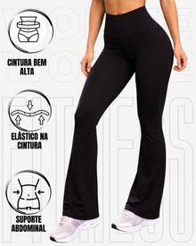 WOLFOX High Waisted Flare Ballerina Pants In Suplex Polyester, Fitness Or Casual - 黑色 - 查看 3