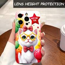 1PC Phone Case ,  Cute Cat Party Fun Pattern , Stylish Phone Case, Phone Decoration, All-around Lens Protection, Creative Small Gift, Funny Gift for Boys and Girls - Negro - Ver 4