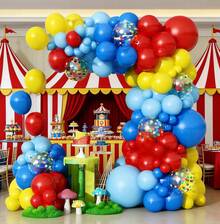 133pcs Carnival Circus Balloon Wreath Arch Set - Red, Blue, Yellow, Rainbow Colors With Confetti, Suitable For Birthdays, Weddings, Graduations, Anniversaries, Bridal Showers, Party Decorations - Nhiều màu - Xem 5