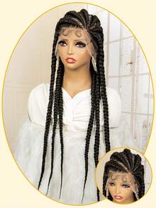 【手工全蕾丝编织假发】1顶男女通用成人手工全蕾丝编织假发 - 180%密度，6股高温丝，透气舒适，长款