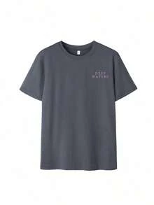 Women's Summer New Simple Cute Marine Life Print Casual Vacation Style Loose Versatile Round Neck White Short-Sleeved T-Shirt Fashionable Daily Tops Suitable For Daily Vacation Wear. Graphic Tees Women Pink Top-Unisex Comfortable Vintage Street Style Loose-Fit Washed T-Shirt - Dark Gray - 查看 4