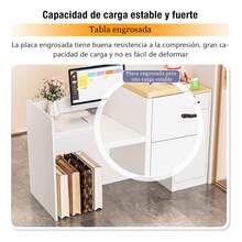 Mostrador De Recepción Con Cajón Y Estantes Multifuncional - Blanco - Ver 9