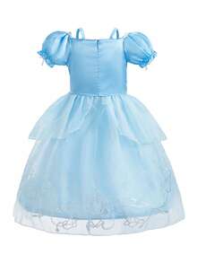 8pcs/Set Light Blue Girls Bubble Floral Sheer Floral Dress Accessories Set, Children Role Play Dress Up Costume For Party, Christmas, Halloween - Light Blue - View 4