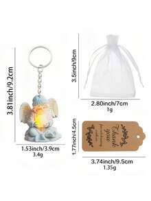 15Pcs/5set 2D Bohemian Style Wooden Angel Keychain Set, Suitable For Baptism, Communion, Weddings, Birthdays, Party Gifts Keychain Pendants - Multicolor - View 5