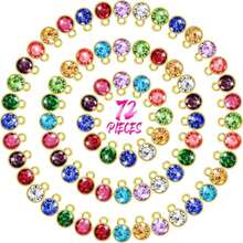 Hicarer 72 Pcs Crystal Birthstone Charms DIY Beads Pendant Crystal Charm For Jewelry Necklace Bracelet Earring Making, 7 Mm - ColorC - 查看 1