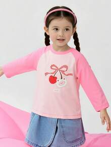 Balabala 2pcs Girls Long Sleeve T-Shirt, Unisex Cotton Spring Top - Pink - View 3