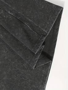 Camiseta de Hombre de 230g de Peso Pesado Lavada y Desgastada 100% Algodón - Estilo Vintage Americano Retro de Ajuste Suelto, Camiseta de Manga Corta con Cuello Redondo, Adecuada para Campus, Hip-Hop, Ropa Casual - Lavable a Máquina para Todas las Estaciones - Negro - Ver 5