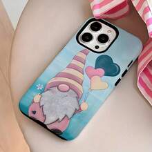 Funda de Teléfono 2 en 1 con Globo de Corazón de Gnomo Feliz para el Día de San Valentín, Duradera y Robusta, Diseño de Doble Capa Proporciona Excelente Protección, Antigolpes y Duradera, Adecuada para  17 16e 16 15 14 13 12 11 8 7 X XS XR Plus Pro Max Mini SE2 SE3, Regalo de Cumpleaños Navidad, Regalo de Cumpleaños, Patrón de Corazón, Diseño Lindo, Funda Robusta, Cubierta Duradera, Accesorios para Teléfono, Regalo Romántico, Usuario de - Colores mixtos - Ver 7