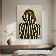 Framed 1pc Extra Large Modern Minimalist Black & White African Face Canvas Poster - Large Wall Art Print - Elegant Portrait For Living Room, Bedroom - Framed - 查看 2
