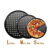 Non-Stick Pizza Pan With Holes - 13-Inch Perforated Pizza Crisper Carbon Steel Pizza Pan - 1 Round Pizza Trays - 黑色 - 查看 2