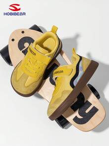 HOBIBEAR 1双全新儿童运动鞋，网布拼接设计，男女童休闲运动鞋，橡胶鞋底防滑耐磨，魔术贴设计方便穿脱，平底鞋，适合上学、室内/室外、春夏秋季穿着。 - 黃色 - 查看 4