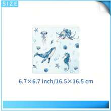 这款50/51件海洋主题一次性餐具套装包含10个餐盘、10个甜点盘、10个纸杯、20张餐巾纸、1张桌布和1条横幅。这套便捷的餐具套装适用于露营、野餐、花园烧烤、婚礼和生日派对。 - 彩色 - 查看 5