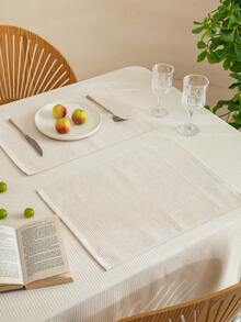 1件波西米亚风编织米色餐垫，家居装饰餐桌摆件，可机洗餐垫 - 米色 - 查看 4