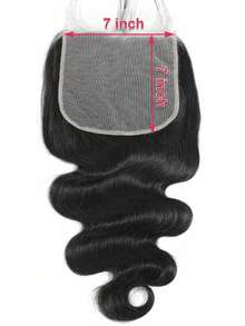 7x7 透明蕾丝发片，波浪卷发，自由分缝，真人发，大号发片，预先拔毛，带婴儿发，自然发际线，自然黑色 - Natural Black - 查看 1