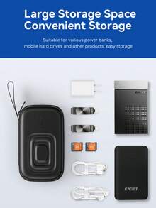 PU皮革电子配件收纳包：大容量、防水防震双层整理袋，多功能旅行收纳包，适用于外置硬盘、固态硬盘、数据线、充电器、移动电源、手机、耳机及其他科技产品——便携式一体化保护套