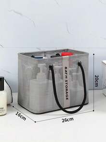Bolsa organizadora de malla para ducha, cesta de almacenamiento plegable para el baño para artículos de tocador, champú, jabón y maquillaje, organizador de artículos de tocador portátil y resistente al agua para hombres y mujeres, para uso en el hogar, gimnasio, compras, actividades al aire libre y piscina - Negro - Ver 15