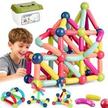 CYPN3D Juegos Magneticos - 88PCS Juguetes de Bloques de Construcción con Bolas y Varillas Magnéticas Bloques Magnéticos Juego de Apilamiento para Niños y Niñas Regalos de NavidadFashion - Multicolor - Ver 1