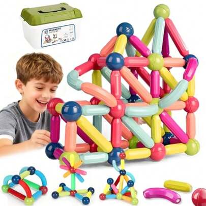 CYPN3D Juegos Magneticos - 88PCS Juguetes de Bloques de Construcción con Bolas y Varillas Magnéticas Bloques Magnéticos Juego de Apilamiento para Niños y Niñas Regalos de NavidadFashion