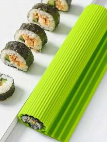 1pc Sushi Rolling Mat, Non-Stick Rice Roll Mold For DIY Japanese Sushi, Easy Clean Flexible Silicone Kitchen Tool - Green - View 8