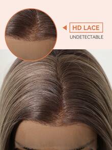 Peluca de encaje frontal de alta definición de 13*4, de alta calidad, de moda y natural. Peluca de encaje gris ombre de 18 pulgadas de cabello liso, peluca de encaje de alta calidad para mujeres, peluca sintética de encaje resistente al calor, adecuada para festivales, viajes, reuniones familiares, juegos de roles, bailes de máscaras, uso diario de actores y regalos de festival para niñas - Gris degradado - Ver 11