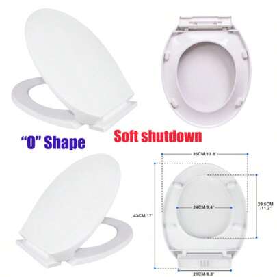 Royalswill Soft Close White Quick Release Square Toilet Cover 360 Adjustable Hinged Standard Toilet Cover Loo Seat Bathroom Decor Summer