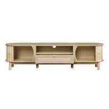 TV Cabinet With Doors And Drawers. Rattan TV Cabinet, Solid Wood Doors, Country-Style Storage Solution – Low Front Panel. - Natural - 查看 10