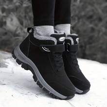 2026 Fleece-Lined High-Top Couple Shoes (Men's Style) | Warm Cotton Shoes | Hook-And-Loop + Shoelace Dual Fastening | Non-Slip Chunky Sole | Versatile For Winter Commute/Outdoor Wear - 黑色 - 查看 2