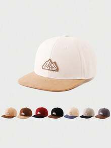 1pc Kids English Letter Decor Colorblock Casual Sun Protection Flat Brim Baseball Cap, Spring/Summer - Flat Brim - View 1