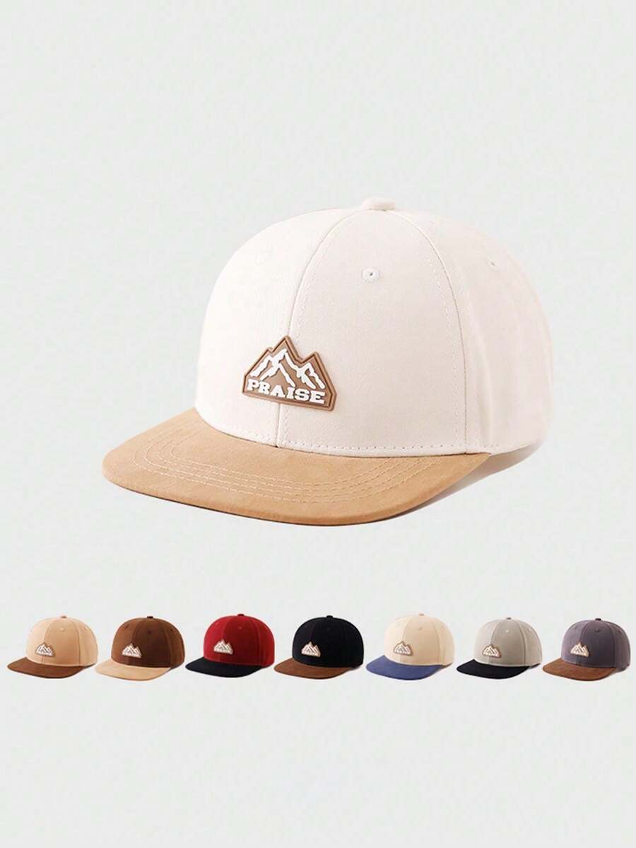 1pc Kids English Letter Decor Colorblock Casual Sun Protection Flat Brim Baseball Cap, Spring/Summer - Flat Brim - View 1