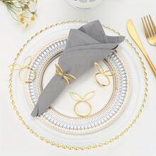 6/10/20pcs Easter Holiday Table Decor, Rabbit Ear Hollow Napkin Rings, Available In Gold And Silver Colors. Hotel Easter Table Decoration. - Multicolor - View 8