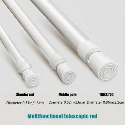 1 Pc Multifunctional Telescopic Rod, Easy Installation, Suitable For Bathroom Curtain Rod, Balcony Drying Rack, Wardrobe Clothes Rod, Door & Window Curtain Rod, Curtain Rod Bracket And Other Bathroom Accessories. Bathroom Accessories Bathroom Tools