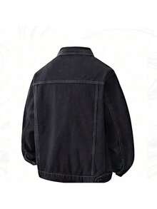 2025 Chaqueta de Mezclilla para Hombre Otoño Invierno Premium Gruesa Bordada de Manga Larga Retro Estilosa Versátil - Negro - Ver 2