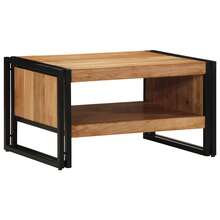 Tavolino vidaXL basso 70x50x38 cm in legno massello di acacia - Castano - Visualizzare 2