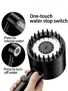 Cabezal de ducha de mano de alta presión con 3 modos y función de masaje, cabezal de ducha de masaje con cierre de un solo toque y 12 filtros de repuesto, montado en la pared, material de ABS con superficie pulida, diseño redondo, estilo minimalista moderno, adecuado para baños de casa y hotel, accesorio esencial para baños modernos y autocaravanas, mejora tu baño para una experiencia de baño tipo spa, opción de regalo ideal - Multicolor - Ver 5