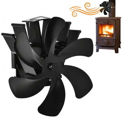Kaminventilator für Holzöfen, 6 Flügel, leiser, wärmebetriebener Kaminventilator, geeignet für Holz-/Kamin-/Gas-/Holzöfen.