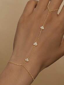 1Pc 925 Sterling Heart Cross Elegant Finger Ring Bracelet Unique Design Suitable For Women's Daily Wear Party Gathering Fine Jewelry Valentine's Day