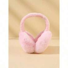 1pc Cute Plush Winter Ear Warmers, Foldable Cold Protection Earmuffs For Women, Suitable For Cycling And Outdoor - 粉色 - 查看 2