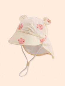 1顶带可爱动物耳朵的婴儿遮阳帽 - 透气轻便的渔夫帽，适合幼儿男孩女孩，可调节下巴带，防紫外线，适合春夏户外玩耍 - 1PC - 查看 7