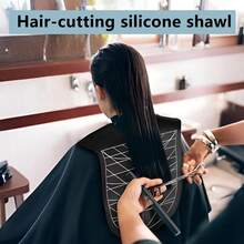 1件硅胶美发肩垫，条纹披肩设计，适用于染发和烫发，沙龙头发保护罩，护发配件 - 彩色 - 查看 6