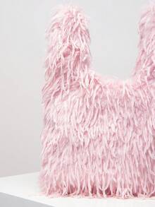 Túi xách nữ, túi vintage, túi độc đáo, ví lông thú, quà tặng cho nữ, ví nữ thanh lịch, quà tặng ngày Valentine, mùa thu đông, ví thắt nút, túi tam giác, ba lô kiểu vest, túi tote nữ, thích hợp sử dụng hàng ngày, đi mua sắm, đi chơi. - Màu Hồng baby - Xem 4