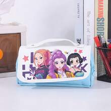 1pc 2025 New KPOP Magic Hunter Pencil Case, Student Stationery Pencil Box, Large Capacity 3-Layer Cartoon Pencil Box - Multicolor - View 15