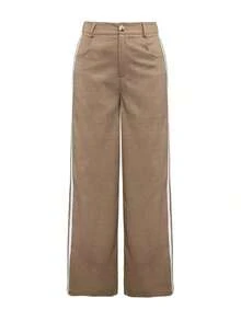 [Elegant & Sexy Pants] Women's Elegant & Sexy Straight-Leg Pants |   Non-Stretch Trousers, Suitable For Office, Party, Daily Wear - Machine Washable, Breathable Fabric, Simple Design, Casual Homewear, Fashion Enthusiast's Choice - Stylish - 卡其色 - 查看 5