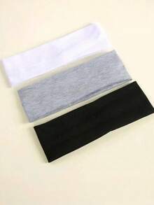 3条装女士宽版舒适弹力发带，适合瑜伽、运动、户外活动，颜色有深灰、浅灰和黑色可选，秋冬季发带，女士度假装扮必备，时尚头巾，女士围巾 - 彩色 - 查看 10