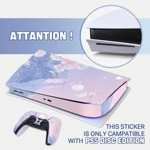 一套 PlayStation 5 CD 版 PVC 保护贴纸，防刮花，包含主机贴纸和 2 张手柄贴纸，乙烯基装饰贴纸，定制 3A 游戏角色和动漫角色主题贴纸，适用于 PlayStation 5 主机配件 - 彩色 - 查看 7