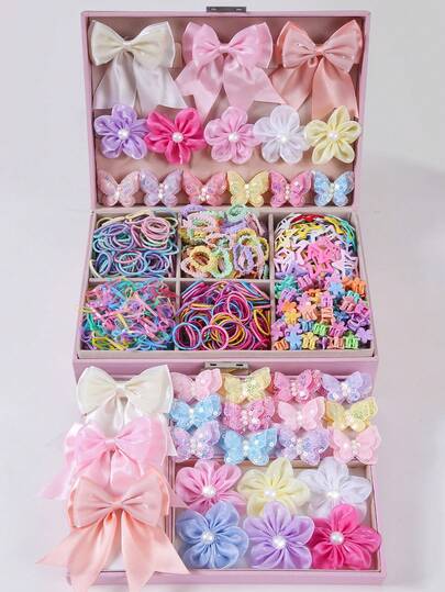 503 piezas/Set Pinzas para el cabello de niña con mariposas de perlas y lentejuelas de colores, pinzas para el flequillo lateral de mujer, pinzas sencillas para el flequillo, lazos elásticos para el cabello, pinzas BB versátiles, pinzas de caimán, ganchos pequeños, aptos para uso diario y vuelta al colegio