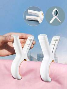 2/6/8/10pcs Heavy Duty Plastic Beach Towel Clips, Blanket Clothesline Clips, Windproof Clips - Securely Holds Towels, Clothes And Blankets On Clothesline Or Rack To Dry, Large Clothespins Suitable For Clothesline, Chairs, Pool Loungers, Beach Chairs, Random Colors - Multicolor - View 2